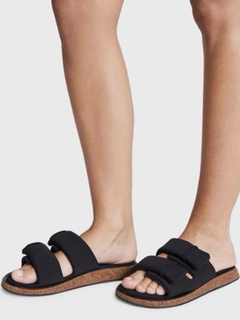 Rag & Bone Puffer Parker Black Double-Strap Slide Sandals